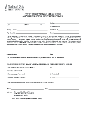Student Consent to Release Medical Records