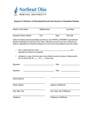 Request for Disclosure of Educational Records