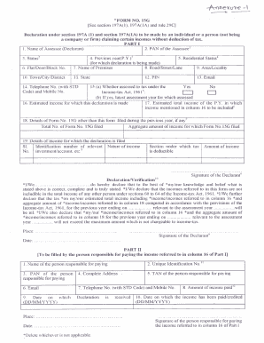 Form 15G Declaration