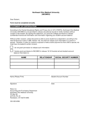 NEOMED Student Financial Aid Release Form