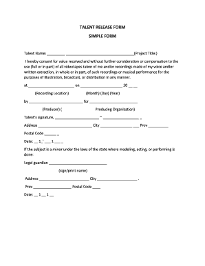 Talent Release Form