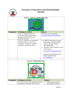 Emergency Preparedness and Planning Badges Checklist