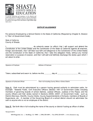 California Oath of Allegiance for School Employees