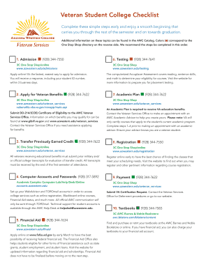 Veteran Student College Checklist