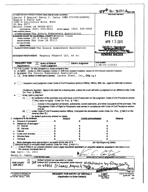 Request for Entry of Default