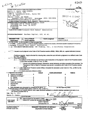 California Request for Entry of Default