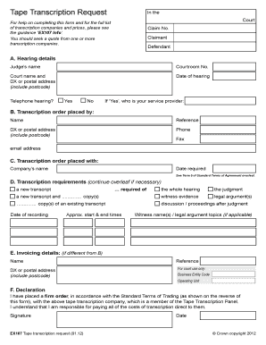 UK Tape Transcription Request Form