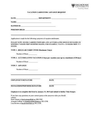 Vacation Carryover Advance Request Form