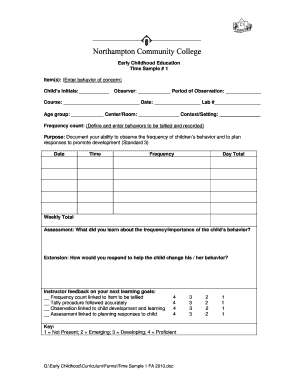 Early Childhood Behavior Observation Form