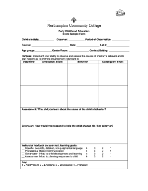 Early Childhood Education Observation Form
