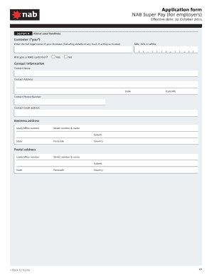 NAB Super Pay Employer Application Form