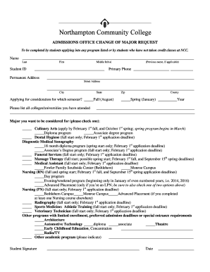 Change of Major Request Form