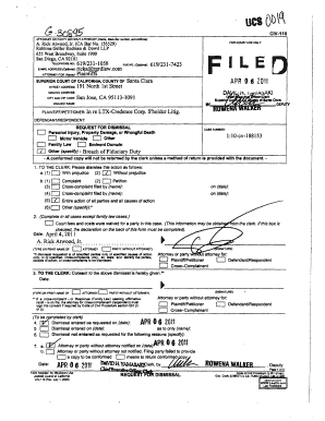 California Request for Dismissal Form