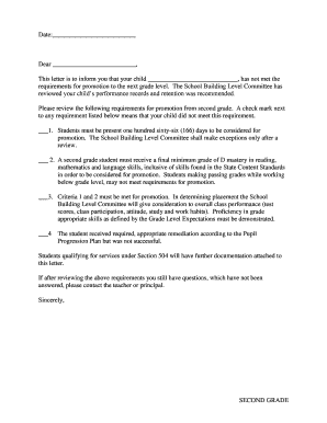Second Grade Promotion Denial Letter