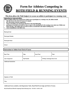 Athlete Field and Running Event Excusal Form