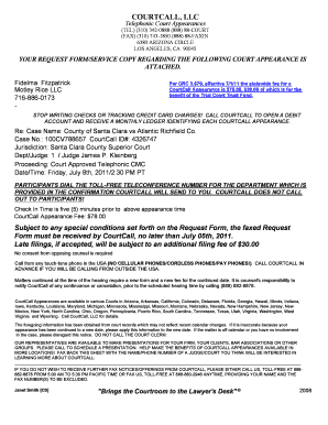 CourtCall Telephonic Appearance Request Form