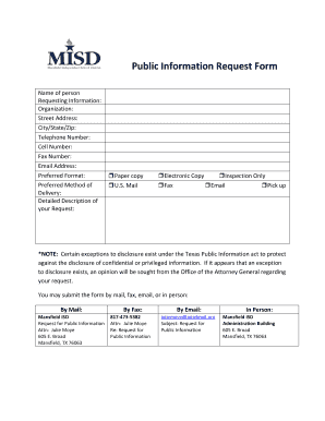 Texas Public Information Request Form