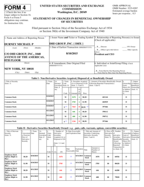 Form 4 Statement of Changes in Beneficial Ownership