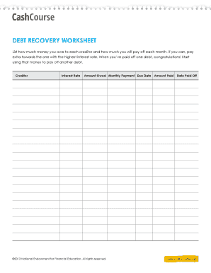 Debt Recovery Worksheet