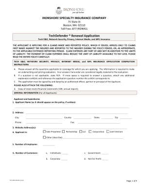 TechDefender Insurance Renewal Application