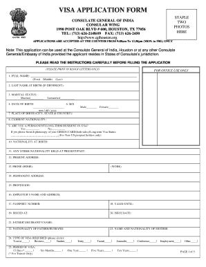 India Visa Application Form