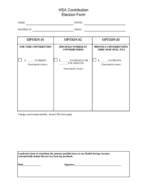 Health Savings Account Contribution Form