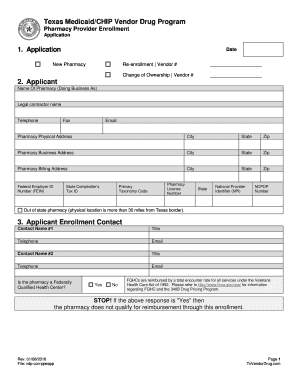 Texas Medicaid CHIP Pharmacy Provider Enrollment Application