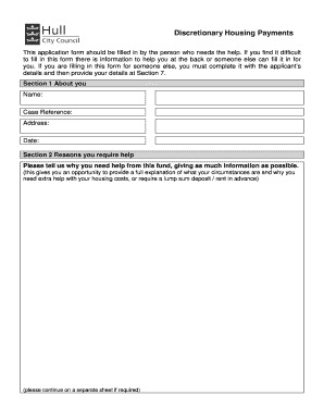 Discretionary Housing Payments Application Form