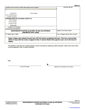 Respondent's Notice Electing to Use an Appendix