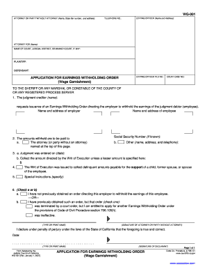 California Earnings Withholding Order