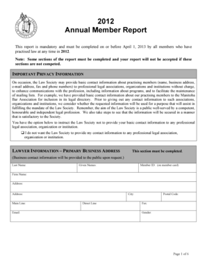 2012 Annual Member Report