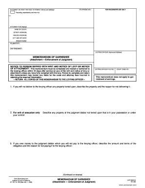 Memorandum of Garnishee