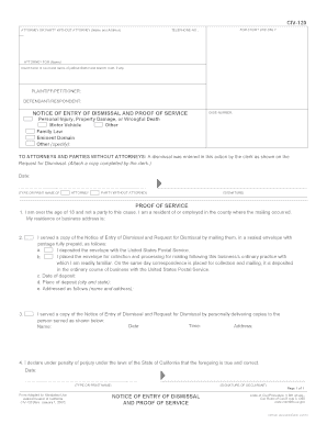 California Notice of Entry of Dismissal
