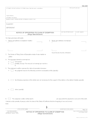 Notice of Opposition to Claim of Exemption