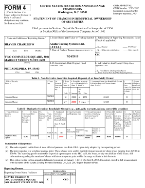 Form 4 Statement of Changes in Beneficial Ownership