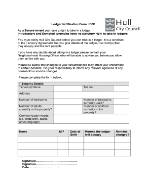 Lodger Notification Form LDG1