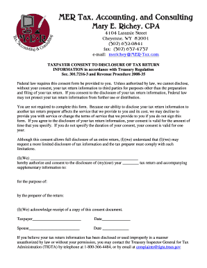 Taxpayer Consent to Disclosure of Tax Return Information