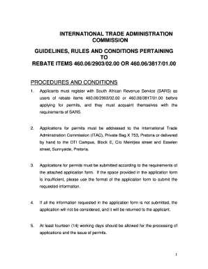 South African Duty Rebate Permit Application