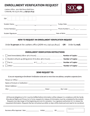 Student Enrollment Verification Request Form