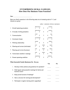 Family Business Team Evaluation Form