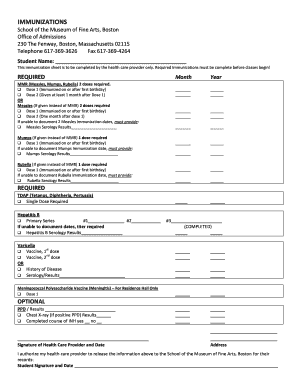 School Immunization Form