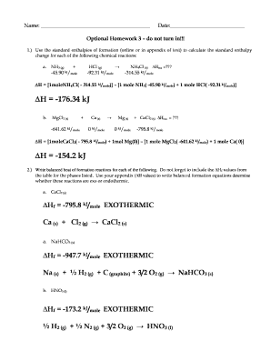 Chemistry Homework Problems