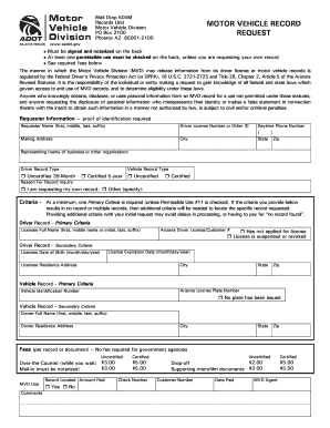 Mail Drop 504M MOTOR VEHICLE RECORD Motor Vehicle Division