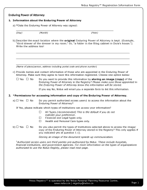 Enduring Power of Attorney Registration Form