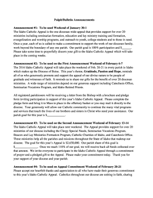 Idaho Catholic Appeal Pledge Form