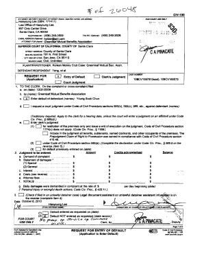 California Request for Entry of Default