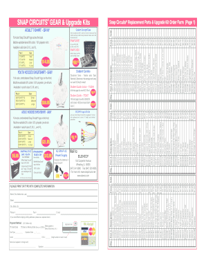 Snap Circuits Replacement Parts Order Form