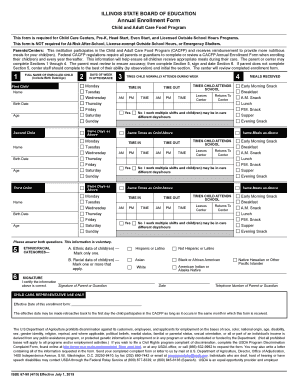 Illinois Child and Adult Care Food Program Annual Enrollment Form
