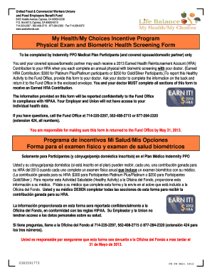 Health Incentive Program Physical Exam Form