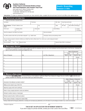 Pension Credits Inquiry Form